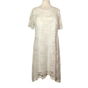 EUC Roz & Ali White short sleeve lace dress for wedding, engagement, spring